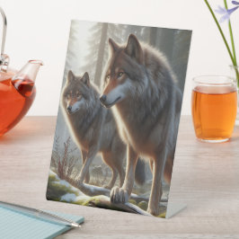 Wolf Duo in Forest 3D Look | Atemberaubende Natur Sockelschild