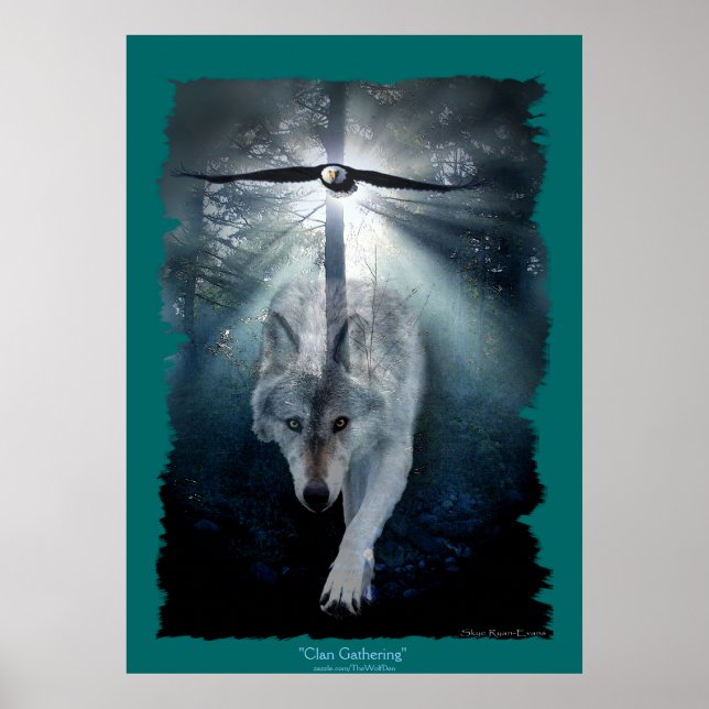 Wolf & Eagle Clan Ansammlung Wildlife Art Poster (Vorne)