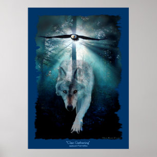 Wolf & Eagle Clan Ansammlung Wildlife Art Poster