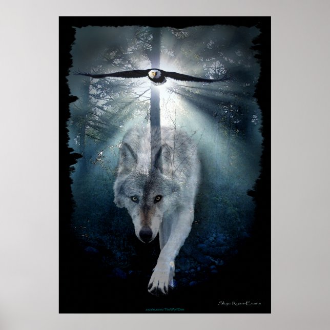 Wolf & Eagle Wildlife Art Poster (Vorne)