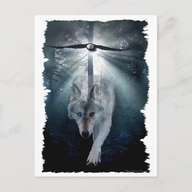 WOLF & EAGLE Wildlife Series Postkarte (Vorderseite)