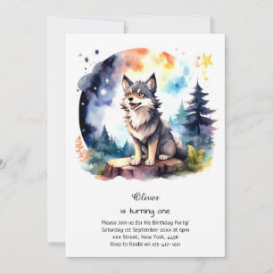 Wolf Einladung zum ersten Geburtstag