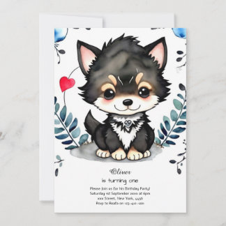 Wolf Einladung zum ersten Geburtstag