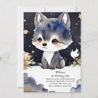 Wolf Einladung zum ersten Geburtstag
