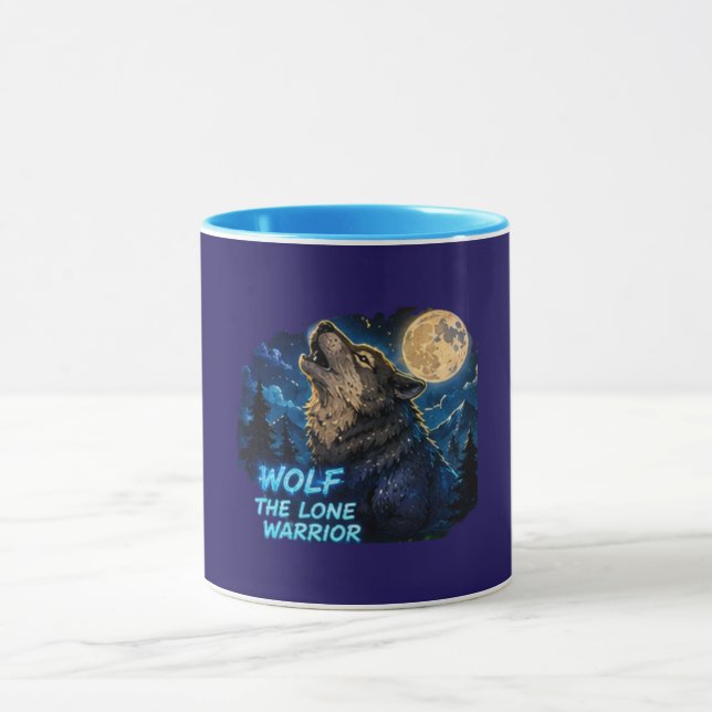 Wolf Einsamer Krieger Kaffeetasse (Zentrum)