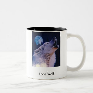 Wolf, einsamer Wolf Zweifarbige Tasse
