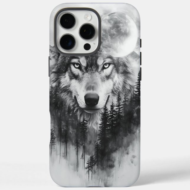 Wolf erscheint nachts aus unangenehmen Wäldern Case-Mate iPhone Hülle (Rückseite)