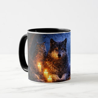 Wolf Eule Rabe Mystischer Kaffeebecher Tasse