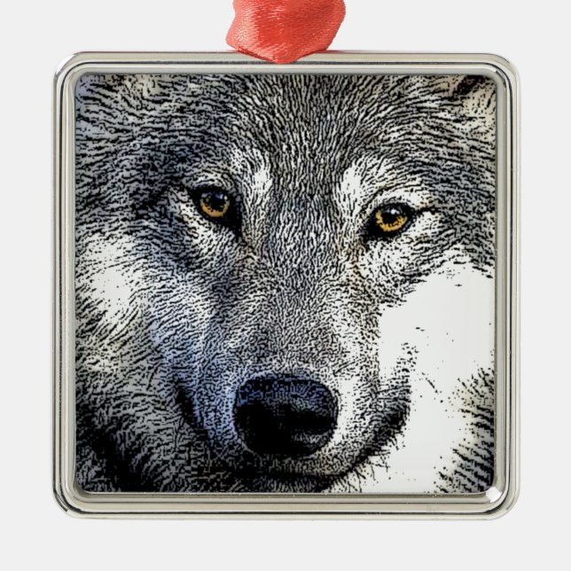 Wolf Eyes Artwork Ornament Aus Metall (Vorne)