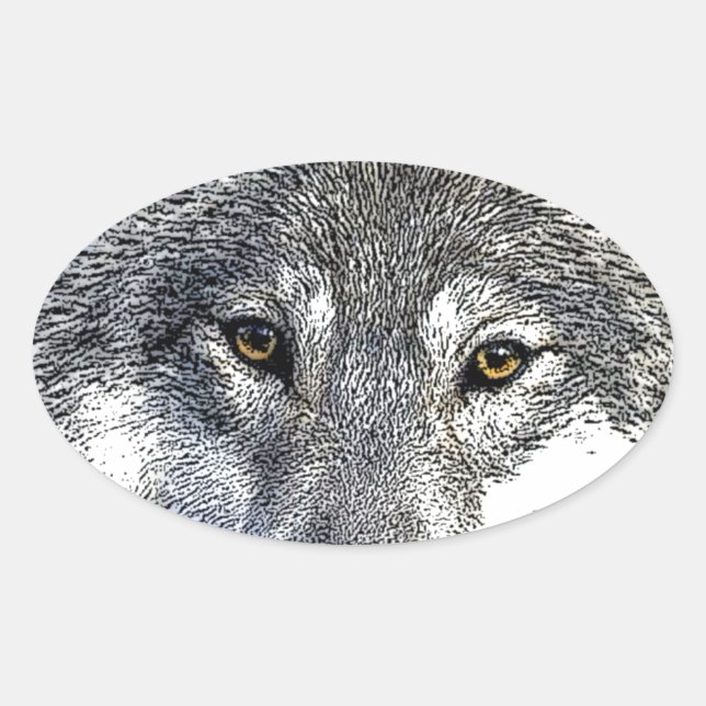 Wolf Eyes Artwork Ovaler Aufkleber (Vorderseite)