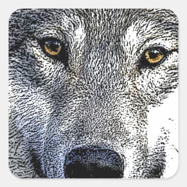 Wolf Eyes Artwork Quadratischer Aufkleber (Vorderseite)