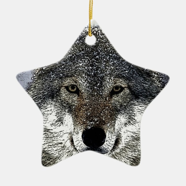 Wolf Eyes Keramik Ornament (Vorne)