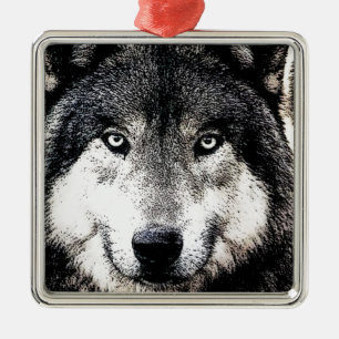 Wolf Eyes Silbernes Ornament