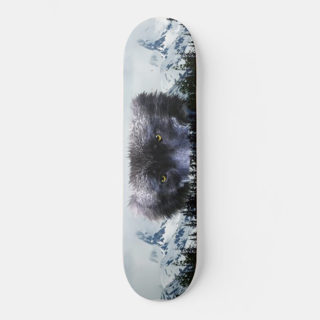 WOLF EYES Wildlife & Mountains Skateboard (Vorderseite)