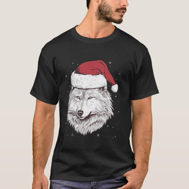 Wolf Face Wolves Weihnachtsmannmütze Wolf Weihf T-Shirt (Vorderseite)