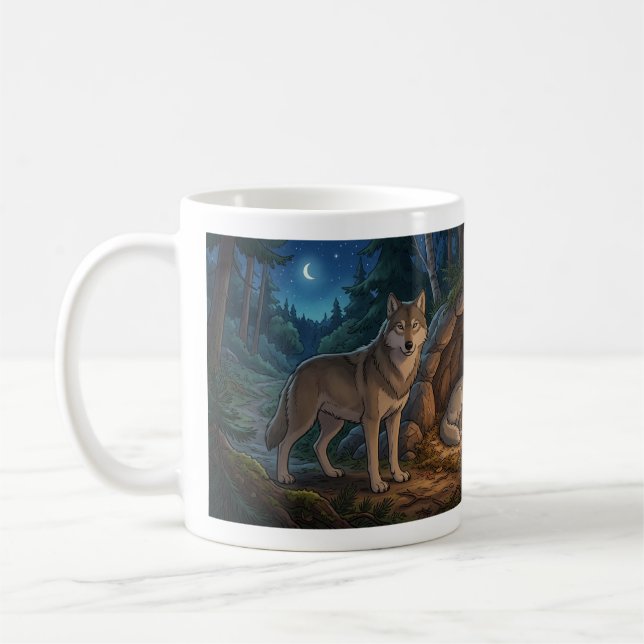 Wolf Familie   Kaffeetasse (Links)