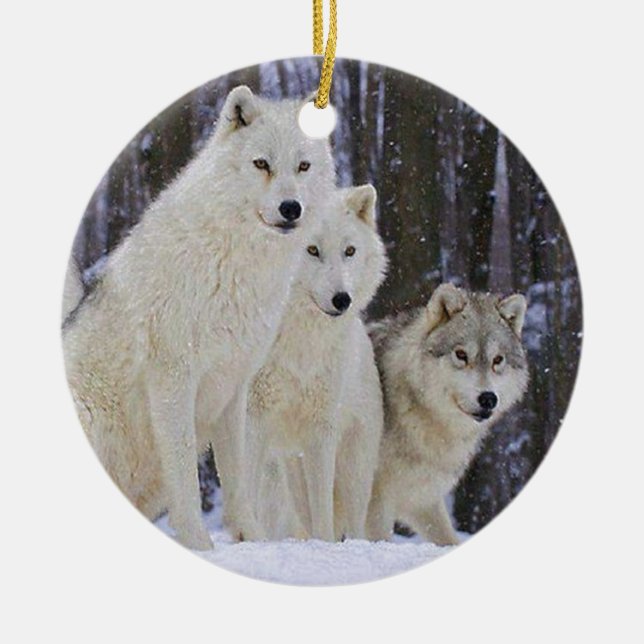 Wolf-Familie Keramikornament (Vorne)