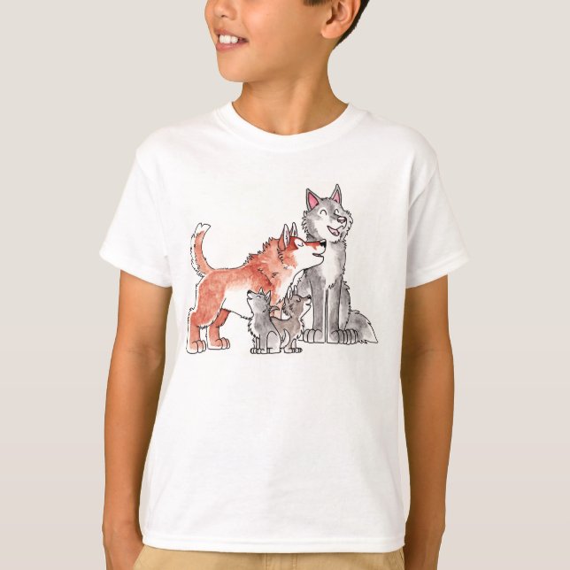 Wolf-Familie scherzt T - Shirt (Vorderseite)