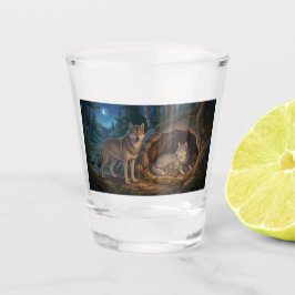 Wolf Familie Schnapsglas