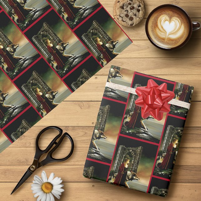 Wolf Fantasy Blonde Sorceress Geschenkpapier (Von Creator hochgeladen)