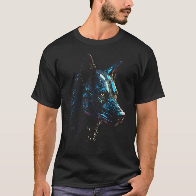 Wolf Fantasy Dog Robot Polygon Animal Wolf T-Shirt (Vorderseite)