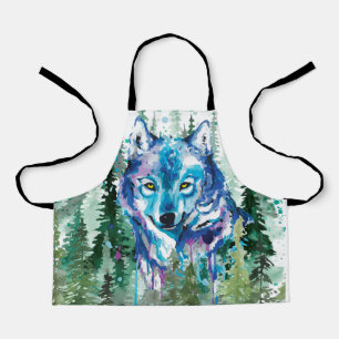 Wolf Farbiger Wolf Zeichnend Wasserfarbe Schürze