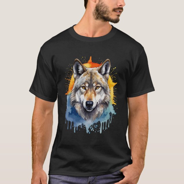 Wolf farbiges Thema T-Shirt (Vorderseite)