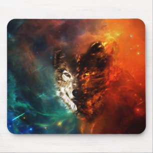 Wolf Feuer und Eis Mousepad