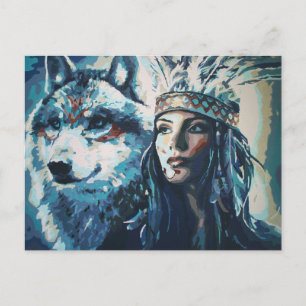 Wolf Fine Art Painting Postcard von Freyja Postkarte