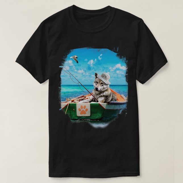 Wolf Fischen T-Shirt (Design vorne)
