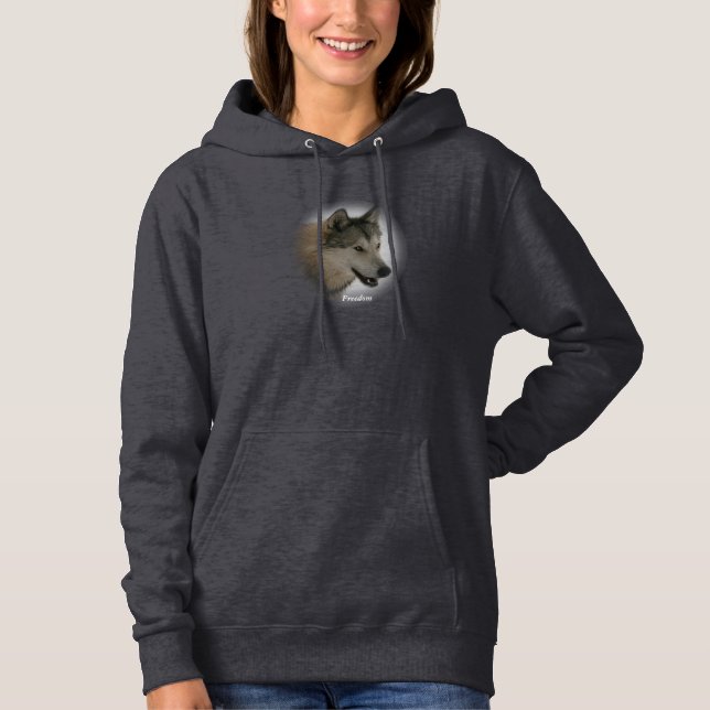 Wolf-Fleece-Pullover-mit Kapuze Sweatshirt (Vorderseite)