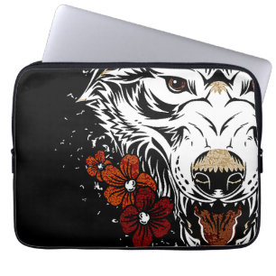 Wolf Flower Tatoo Vintage Laptopschutzhülle