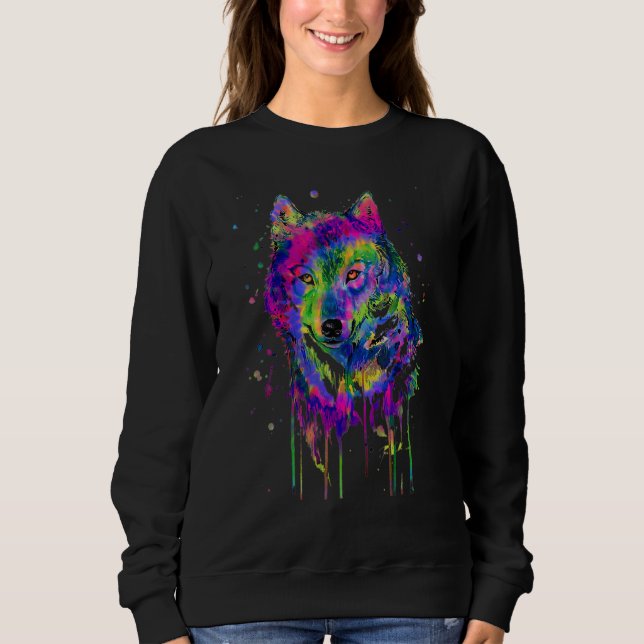 Wolf For Men Wolf Women Wolf Moon Tie Dye Sweatshirt (Vorderseite)