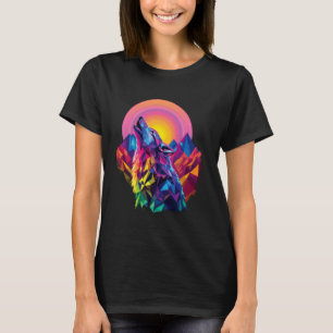 Wolf Forest Moon Vintag Cosmic Howling Wolf Lover T-Shirt