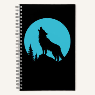 Wolf Forest Nature Outdoor Wildlife Silhouette Notizbuch