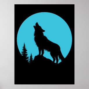 Wolf Forest Nature Outdoor Wildlife Silhouette Poster