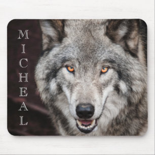 Wolf Foto Personalisierter Name Mousepad