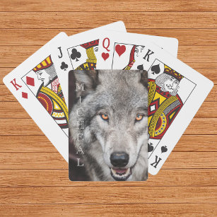 Wolf Foto Personalisierter Name Spielkarten