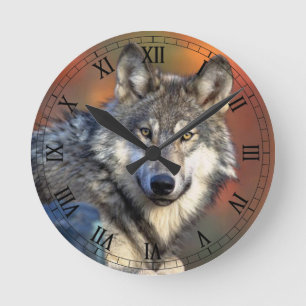 Wolf-Fotografie Runde Wanduhr