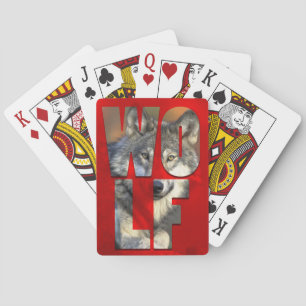 Wolf Fotografy Wildlife Nature Red Typografy Spielkarten