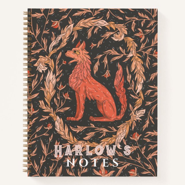 Wolf/Fox-ähnliche Mythische Kreatur Rot Notizbuch (Vorderseite)