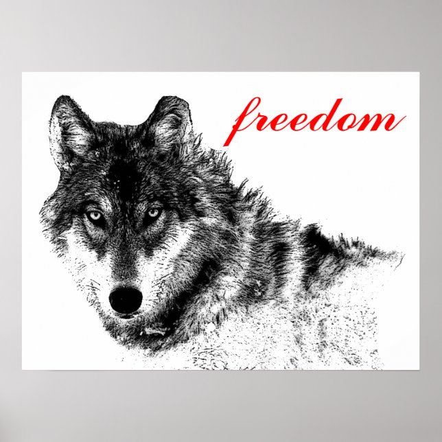 Wolf Freiheit Motivierend Inspiration Poster (Vorne)