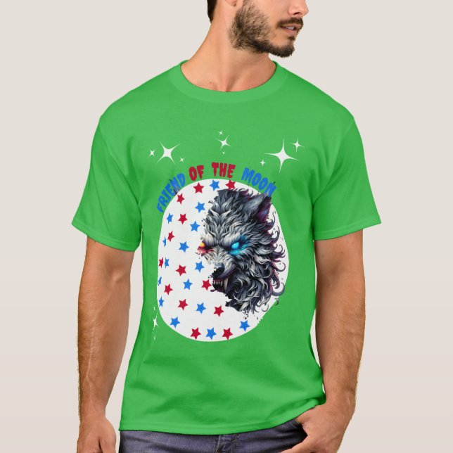 Wolf Freund des Mondjungen T-Shirt (Vorderseite)