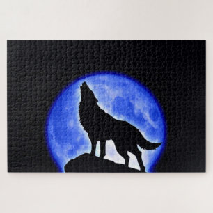 Wolf Fullmoon & Blue Night - Wilde Tiere Art Puzzle