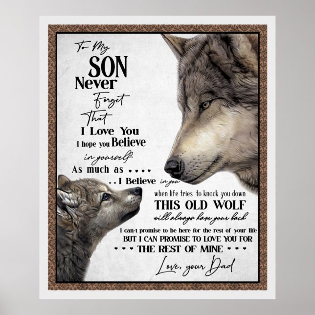 Wolf für meinen Sohn Vergiss nie die Liebe, dein V Poster (Vorne)