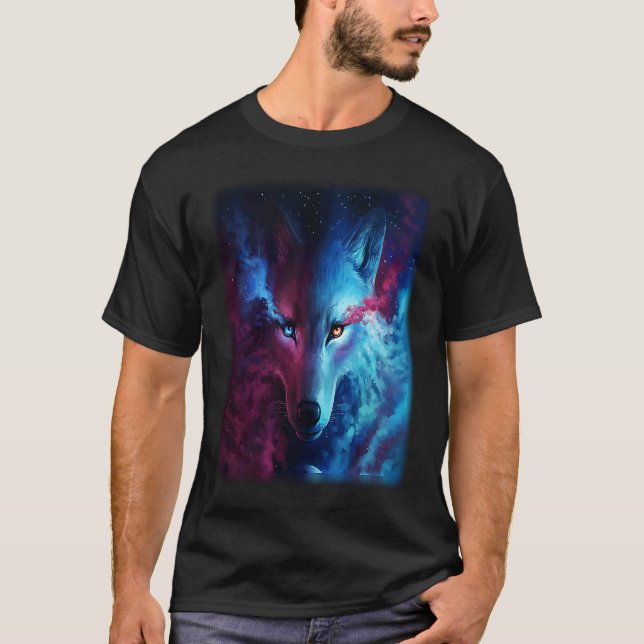 Wolf-Galaxie Wolf für Männer und Frauen T-Shirt (Vorderseite)