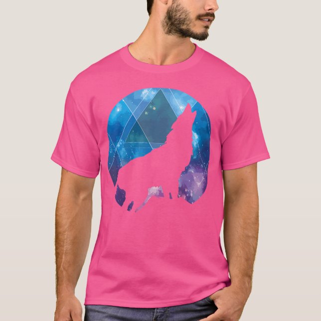 Wolf Galaxy Geometric Space Art Wolves Wolf Lover T-Shirt (Vorderseite)