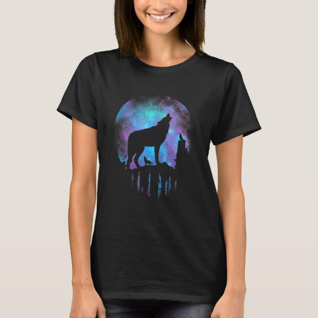 Wolf Galaxy Moon T-Shirt (Vorderseite)