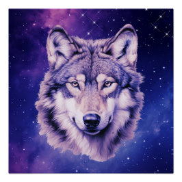 Wolf Galaxy Stars Kosmische Geburtstagsparty Poster