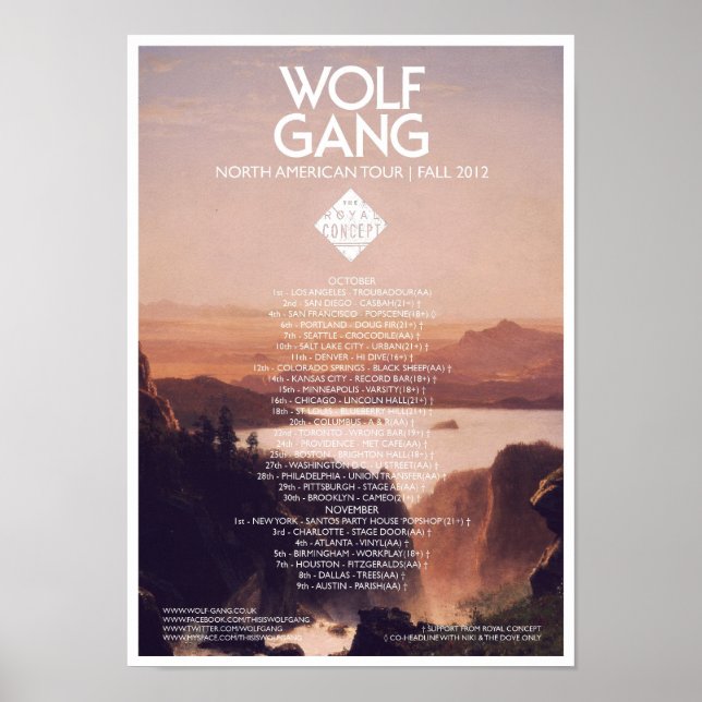 Wolf Gang American Tour Poster (Vorne)